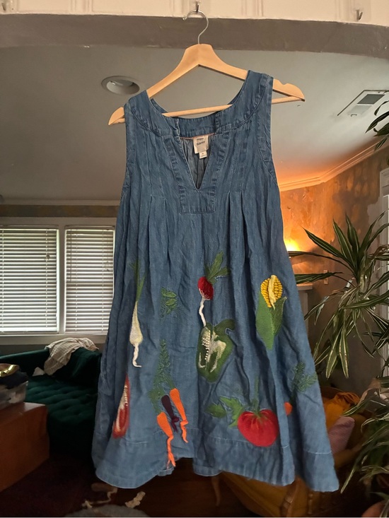 Maeve Dresses & Skirts - Maeve Veggie Sleeveless V-Neck Dress with Colorful Vegetable Embroidery